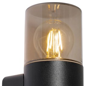 Zewnetrzna Nowoczesna lampa ścienna zewnętrzna czarna z kloszem w kolorze dymu IP44 - Odense Nowoczesny Oswietlenie zewnetrzne