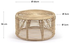 Rattanowy okrągły stolik w naturalnym kolorze ø 66 cm Kohana – Kave Home