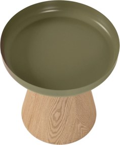Stolik kawowy okrągły Tresel 40 cm do salonu - naturalny / zielony