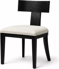 Drewniane czarne krzesło loft modern z kremowym tapicerowanym siedziskiem
