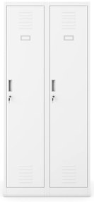 Szafka ubraniowa BHP biała: czterokomorowa KACPER, 800 x 1800 x 500 mm