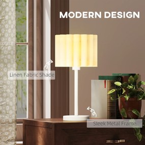 HOMCOM Lampa biurkowa w stylu retro, Lampa nocna, Plastikowy klosz, Przełącznik, Biała