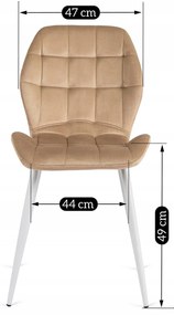Krzesło Tapicerowane do Jadalni LUCKY Beżowe z Białymi Nogami Welurowe Nowoczesne