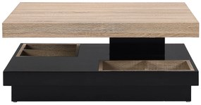 Stolik kawowy - Obrotowy blat - lakierowane MDF - kolor czarny i naturalny - FAUSTO II