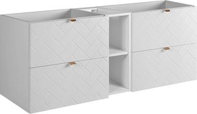 Meble łazienkowe, Biały Mat, 140 x 57 x 46 cm, złote uchwyty