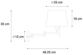 Stalowa lampa ścienna z białym kloszem i regulowanym ramieniem - Ladas Deluxe Nowoczesny Oswietlenie wewnetrzne