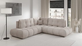 Masseno Narożnik DUCA z funkcją spania i pojemnikiem na pościel Narozniki L, Rozkładana sofa - Beżowy, FLOW 03