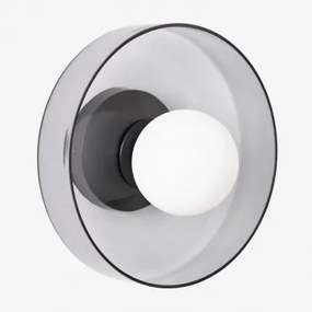 Kinkiet Ścienny Ze Szkła I Stali Nierdzewnej Jaxal Czarna & Ø25 Cm - Sklum