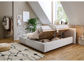 Tapicerowane łóżko dwuosobowe ze schowkiem i stelażem 160x200 cm w kolorze srebra Cube – Meise Möbel
