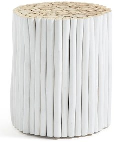 Biały stolik z drewna tekowego Kave Home Filippo, ⌀ 35 cm