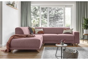 Różowy rozkładany/ze schowkiem narożnik (lewostronny/w kształcie litery L) Classy Sophie – Miuform