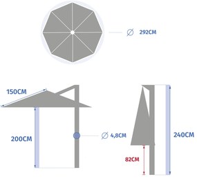 Parasol ogrodowy ze stelażem, MANOA, 300 cm