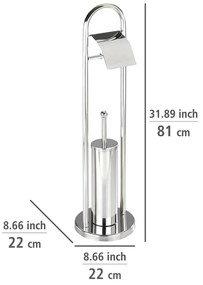 Szczotka do WC z uchwytem na papier toaletowy w srebrnej barwie Wenko Vasto