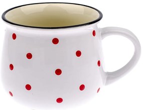 Biały ceramiczny kubek w czerwone kropki Dakls Happy Time, 770 ml