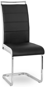 Krzesło Tapicerowane do Jadalni LOCA Czarno-Białe Na Płozach Ekoskóra Nowoczesne