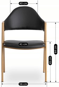 Krzesło Tapicerowane do Salonu WILLY Czarne Ekoskóra Nowoczesne Loft