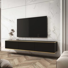 Szafka RTV wisząca VENEZIA 175 cm do Salonu pod Telewizor - Czarny