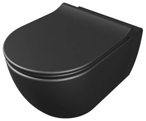 Miska WC wisząca rimless czarna LERA black z deską wolnoopadającą Slim