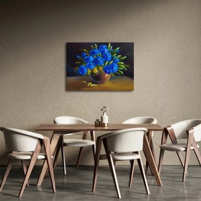 Obraz niebieskich kwiatów w wazonie (70x50 cm)