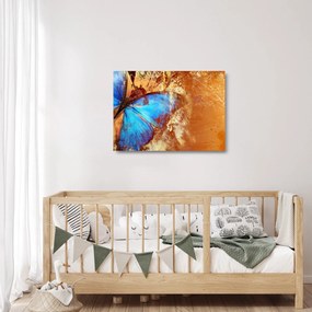 Obraz na szkle - Niebieski motyl (70x50 cm)