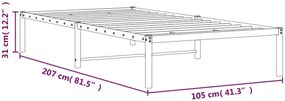 Czarne metalowe łóżko pojedyncze 100x200 cm Bolivia 3X