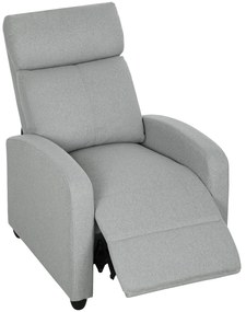 HOMCOM Fotel relaksacyjny, regulowany 135°, wysuwany podnóżek, wyściełane oparcia, len-poliestru, jasnoszary
