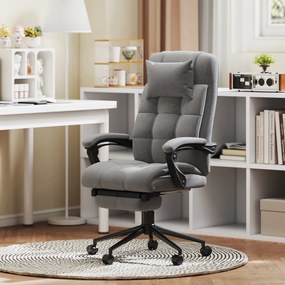 Vinsetto Ergonomiczny fotel biurowy z funkcją masażu regulowany Regulowane siedzisko Regulowany podnóżek Szary | Aosom PL
