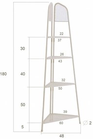 Beżowa metalowa półka narożna na balkon Garden Pleasure MWH, wys. 180 cm