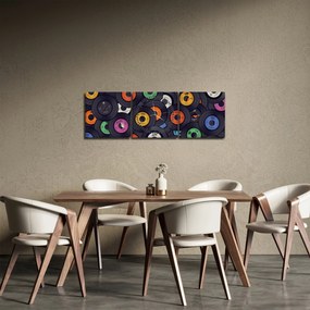 Obraz - Muzyczne płyty gramofonowe (z zegarem) (90x30 cm)