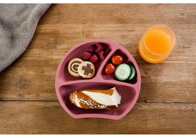 Ceglasty silikonowy talerz dla dzieci 19x20,5 cm Dusky Pink – Kindsgut