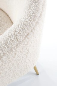 Fotel Grifon 2 tapicerowany tkaniną typu baranek na drewnianych nóżkach