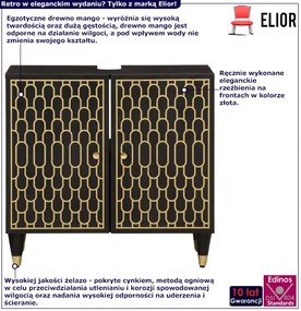 Czarna drewniana szafka stojąca pod umywalkę retro - Rebex 11X