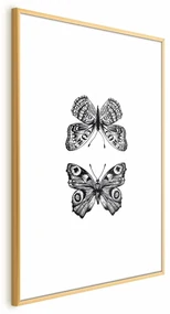 Plakat Dwa motyle 29,7x42 cm z ramą złotą z marginesem ARTGEIST B