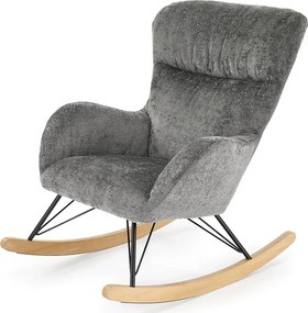 Popielaty tapicerowany fotel bujany R4-M65
