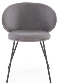 Krzesło do jadalni tapicerowane popiel szary mat welur K587