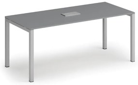 Stół konferencyjny PRIMO SQUARE, 180x80 cm, grafit + port blatowy TYP III, srebrny