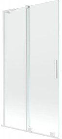 Mexen Velar L parawan nawannowy 2-skrzydłowy rozsuwany 100 x 150 cm, transparent, biały - 896-100-003-01-20