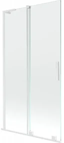 Mexen Velar L parawan nawannowy 2-skrzydłowy rozsuwany 100 x 150 cm, transparent, biały - 896-100-003-01-20