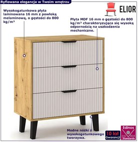 Komoda z 3 szufladami na nóżkach dąb artisan + kaszmir E6-Z58