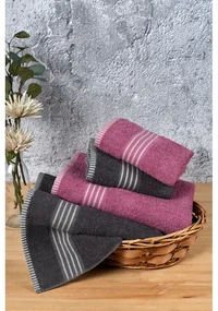 Różowo-antracytowe bawełniane ręczniki zestaw 4 szt. – Mila Home