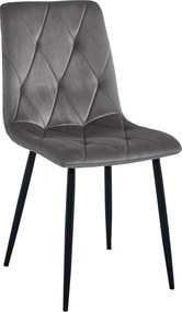 Ciemnoszare krzesło pikowane welurowe K8-L83