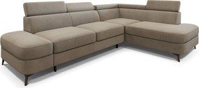 Masseno Narożnik AVISE z funkcją spania i pojemnikiem na pościel Narozniki L, Rozkładana sofa - Beżowy, MATT VELVET 09