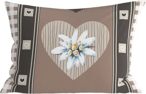 Polibawełniana poszewka na poduszkę HEART RETRO POLY 50x70 cm, brązowy