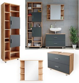 Zestaw mebli łazienkowych antracyt/złoty dąb 80.2x33x60.8 ilias