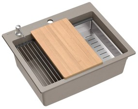 Zlewozmywak granitowy KURT 110 WORKSTATION BEŻ