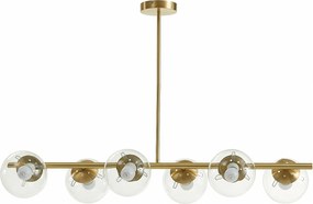 Lampa wisząca ze szczotkowanego mosiądzu z 6 kloszami ze szkła w stylu vintage – szer. 128 cm – YUKON