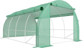 Outsunny Szklarnia foliowa, Szklarnia, przechodnia, Okno siatki, Rama metalowa, 4x3x2m, Zielony