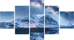Obraz gór z gwieździstym niebem (125x70 cm)