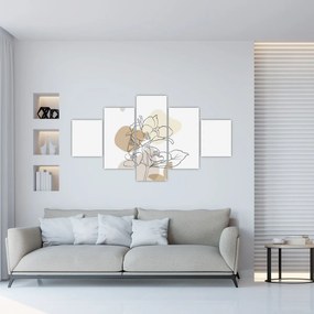 Obraz - Beżowe kwiaty z motylem N⁰1 (125x70 cm)