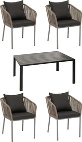 Zestaw ogrodowy MCW-N41 (5-częściowy),  szary, poduszki ciemnoszare